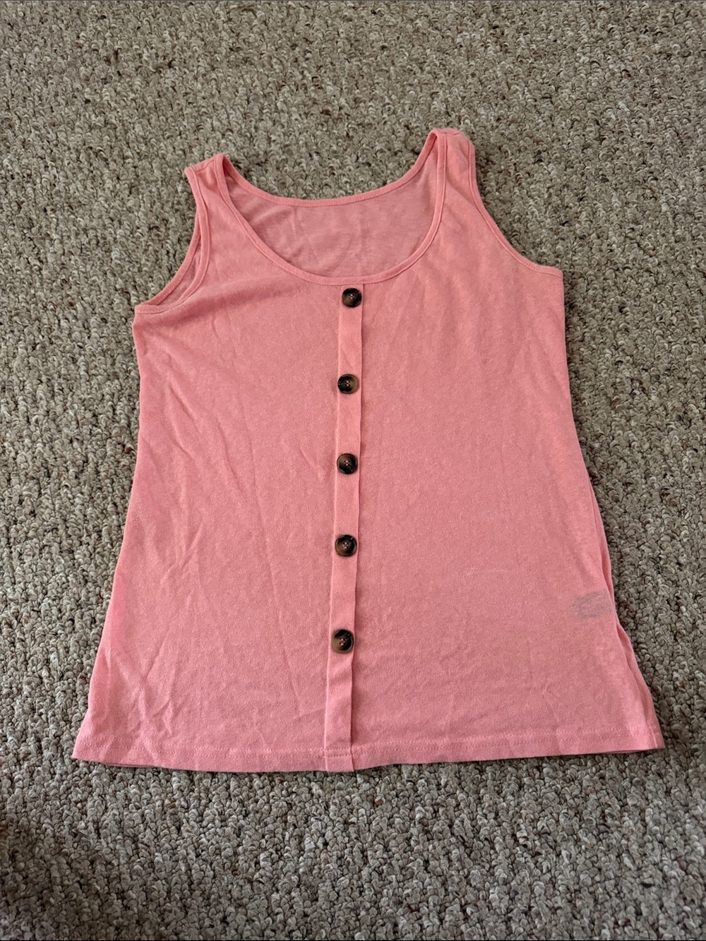 SHEIN Coral Pink Button-Front Tank Top